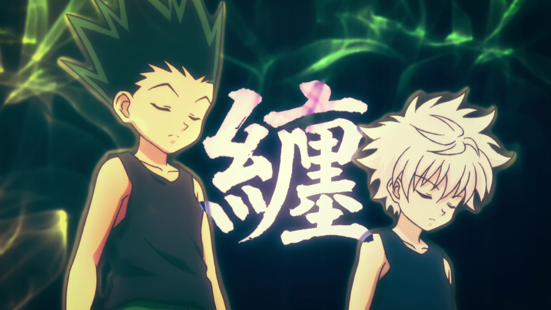 Stylized illustration of Hunter x Hunter characters representing different Nen types